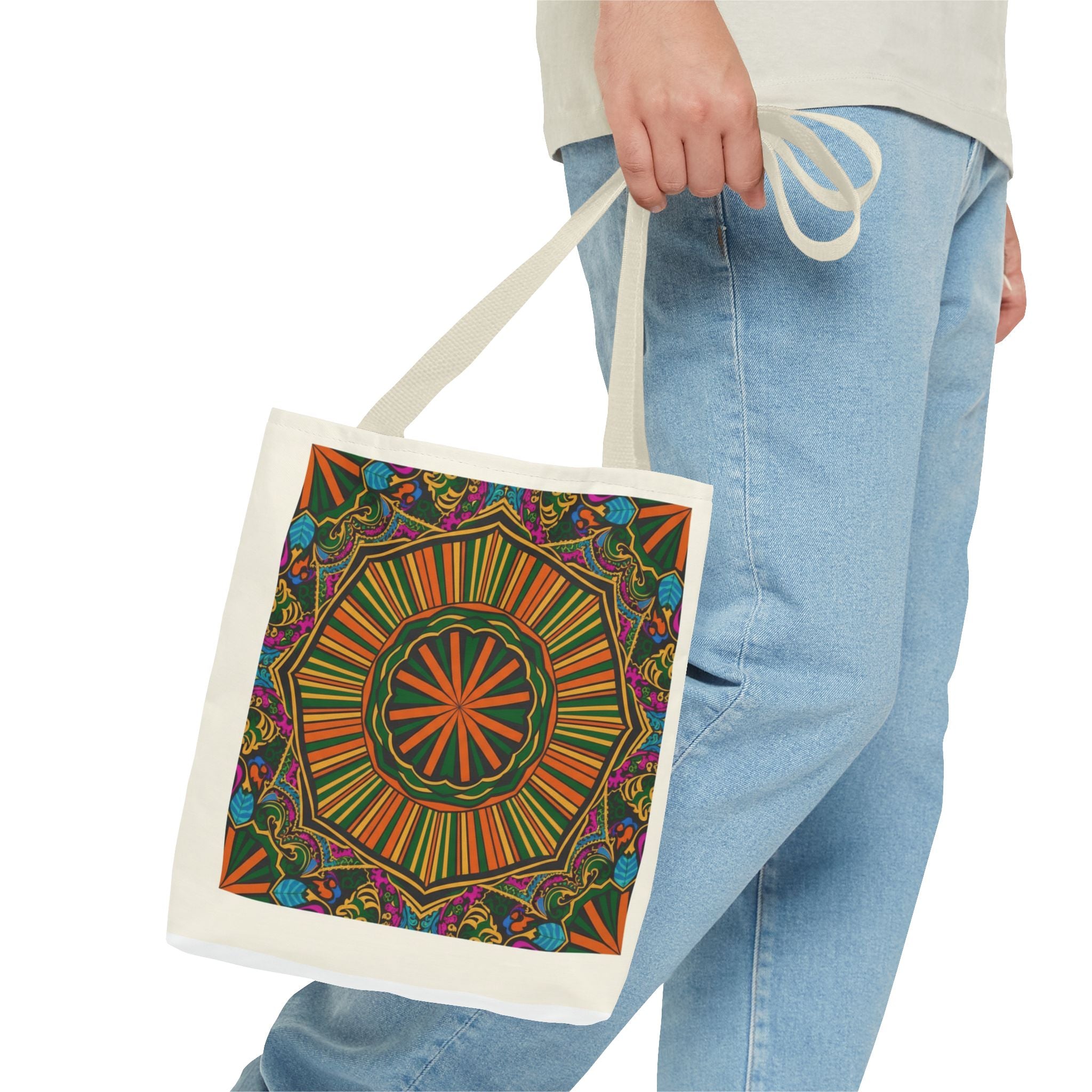 Boho Mandala Tote Bag – Colorful Floral AOP Canvas Tote