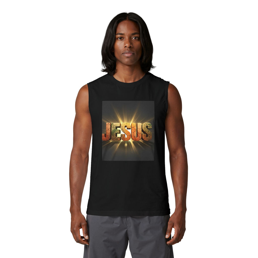 Jesus Radiant Crew Muscle Tank — Christian Faith Graphic Tank Top