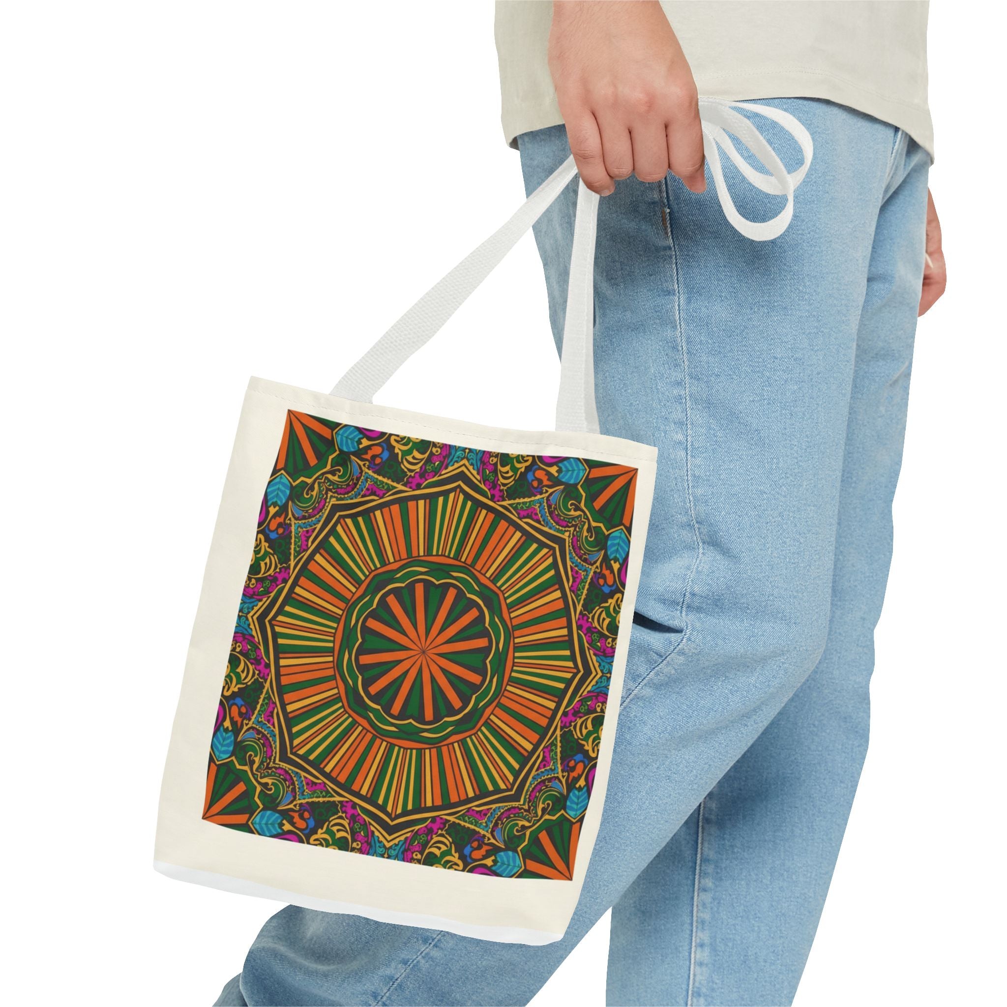 Boho Mandala Tote Bag – Colorful Floral AOP Canvas Tote