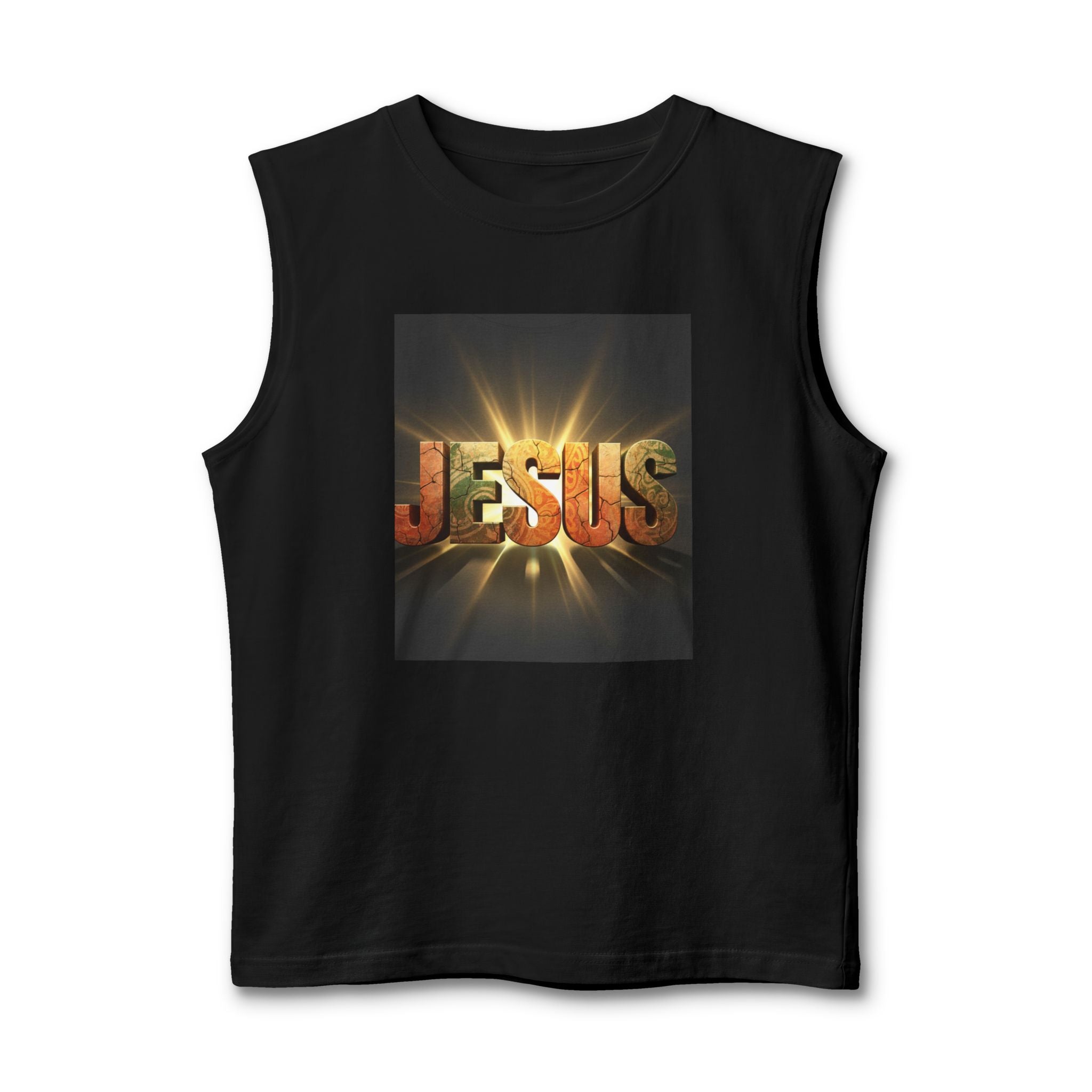 Jesus Radiant Crew Muscle Tank — Christian Faith Graphic Tank Top