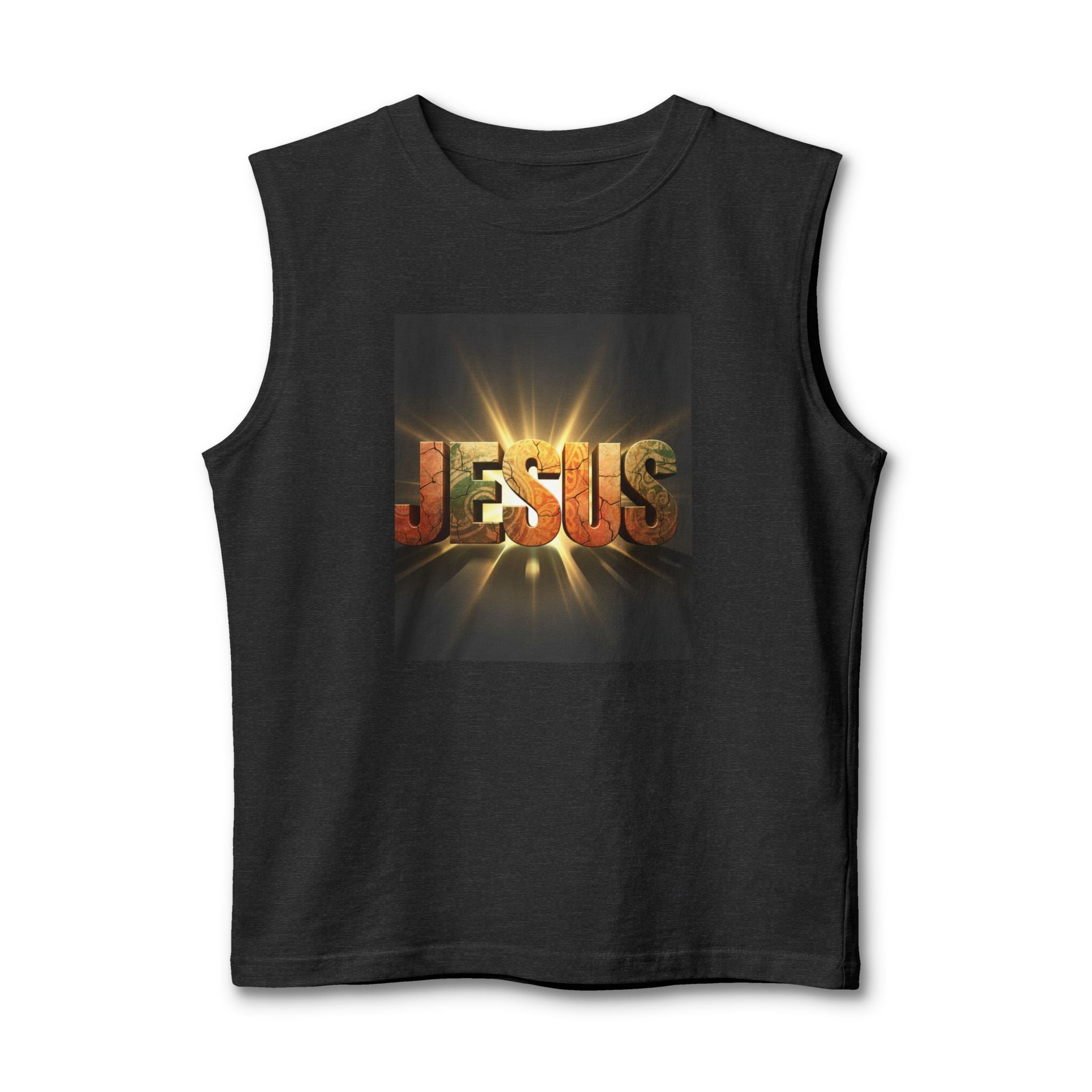 Jesus Radiant Crew Muscle Tank — Christian Faith Graphic Tank Top