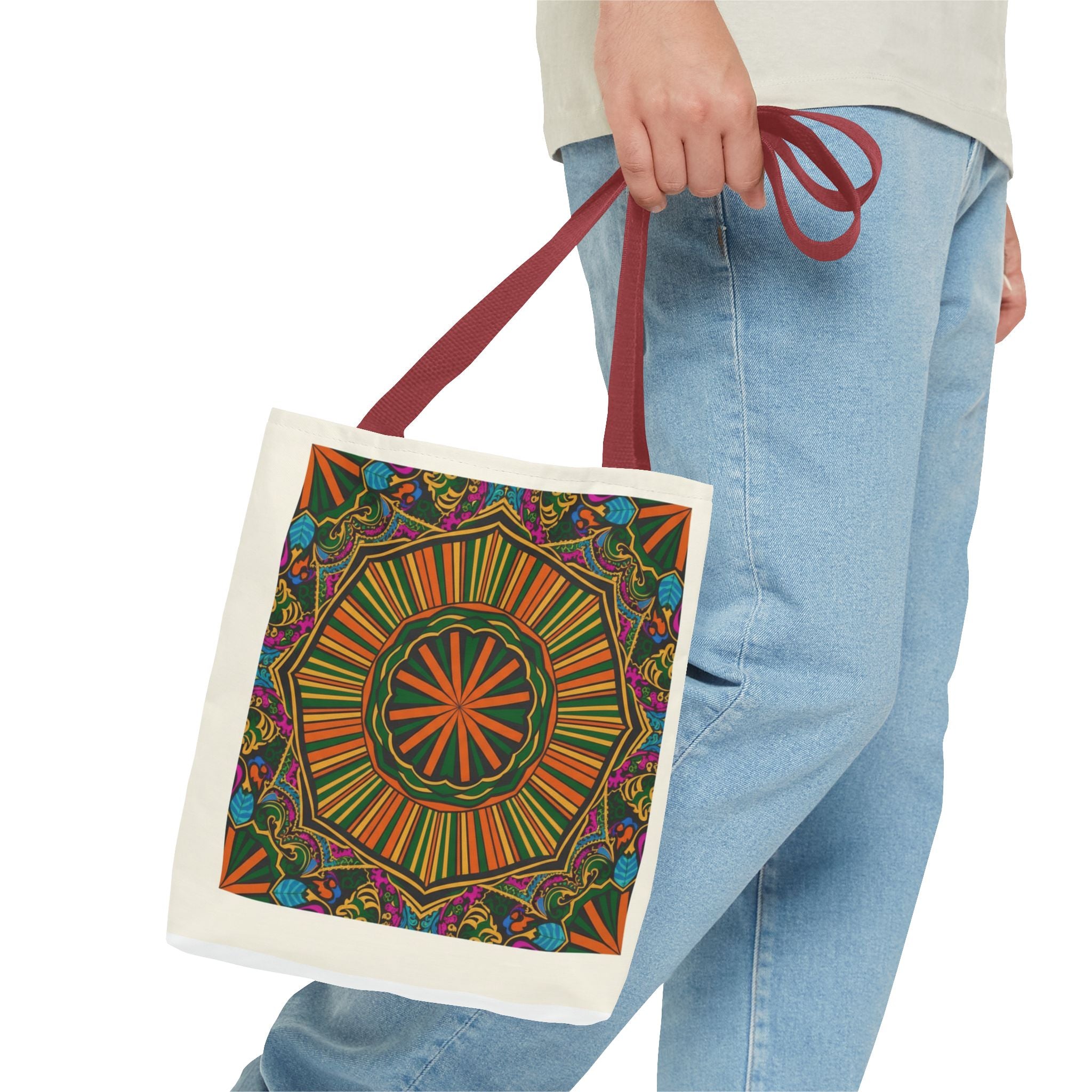 Boho Mandala Tote Bag – Colorful Floral AOP Canvas Tote