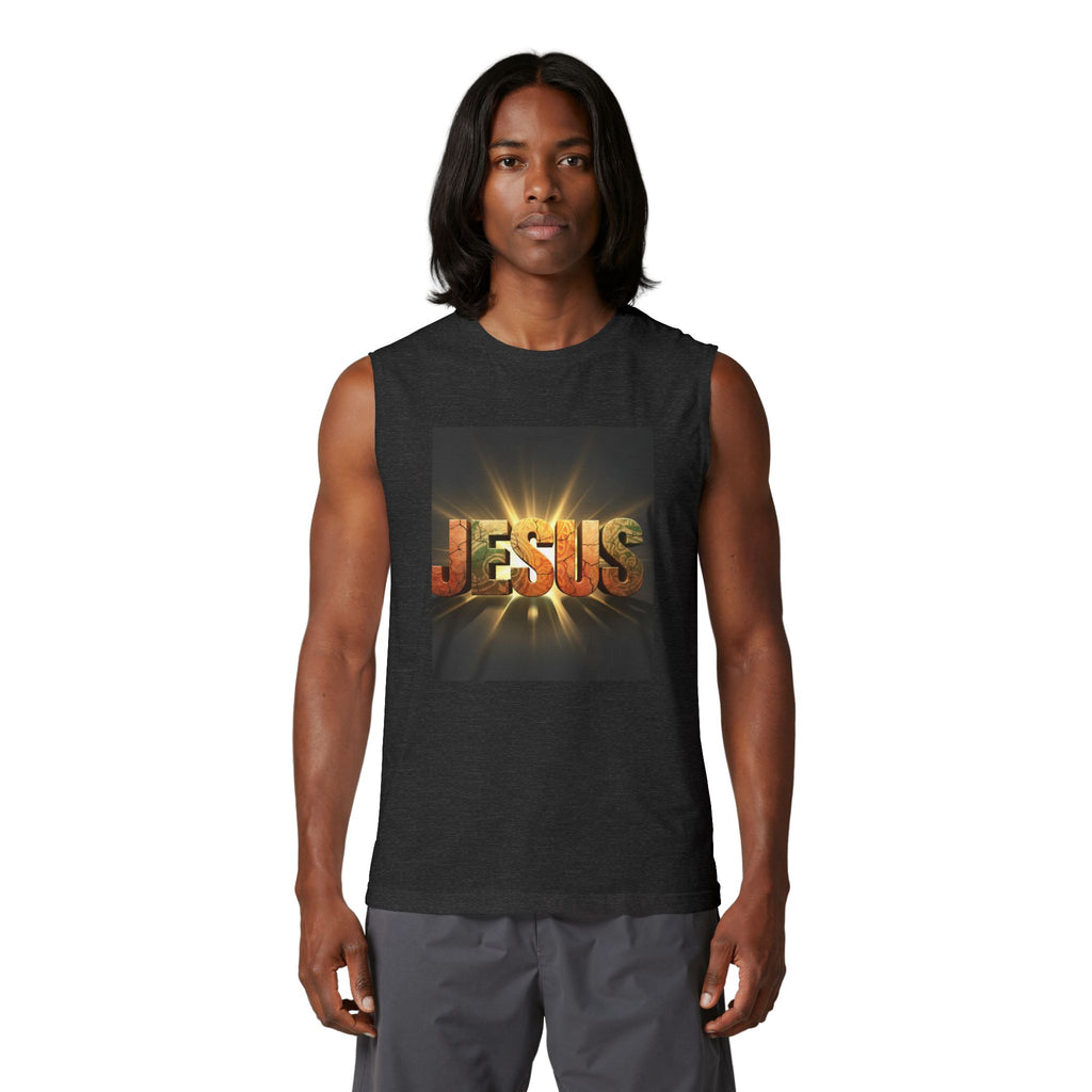Jesus Radiant Crew Muscle Tank — Christian Faith Graphic Tank Top