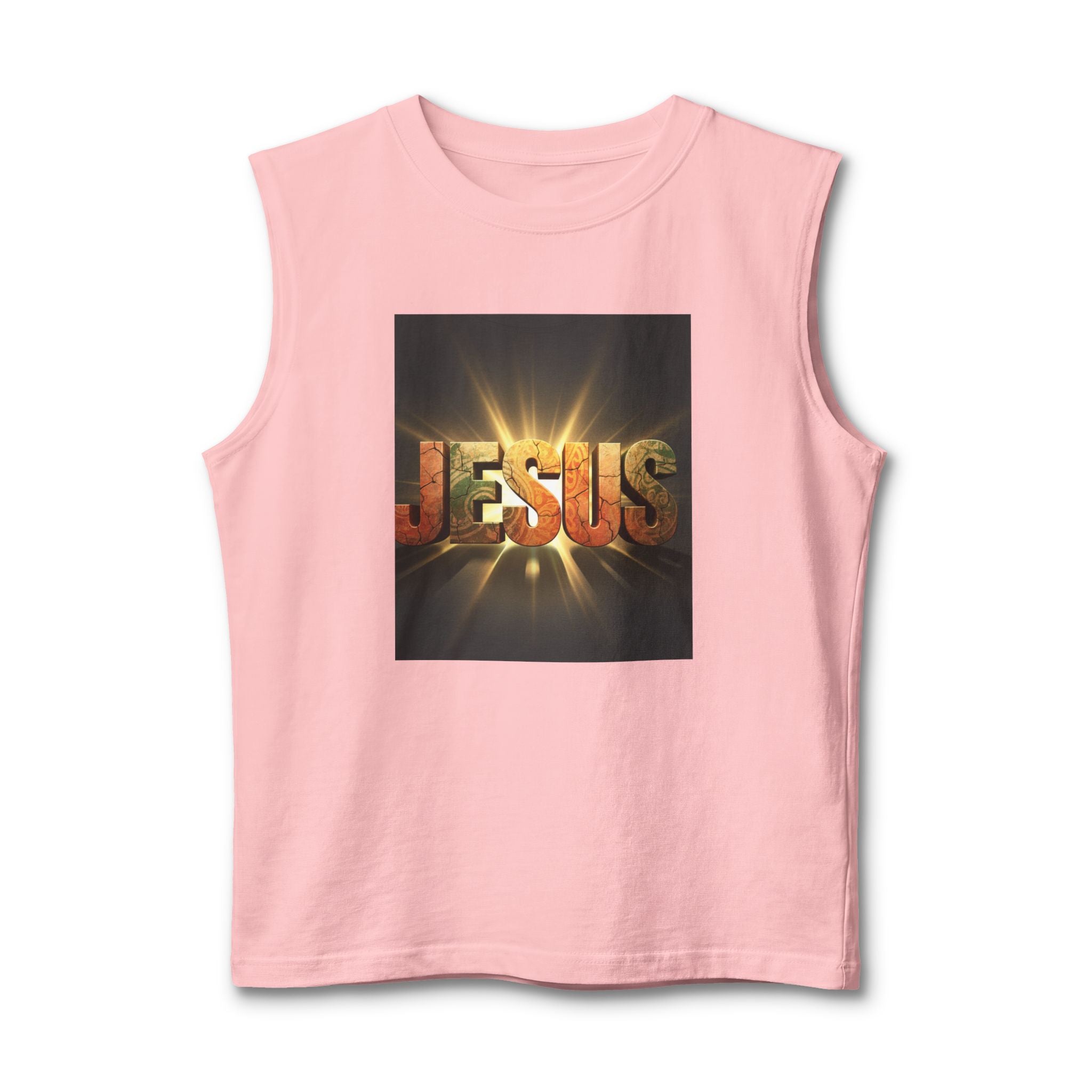 Jesus Radiant Crew Muscle Tank — Christian Faith Graphic Tank Top