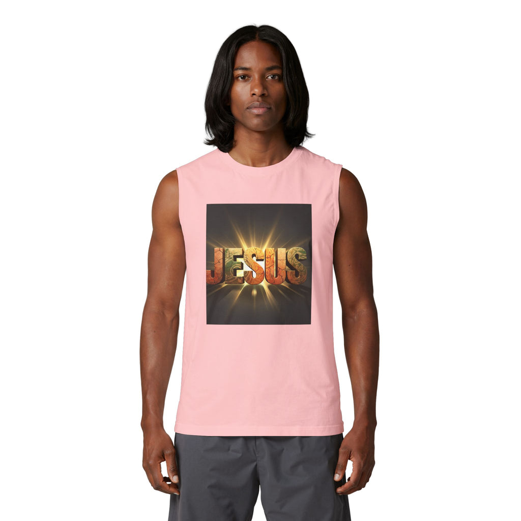 Jesus Radiant Crew Muscle Tank — Christian Faith Graphic Tank Top