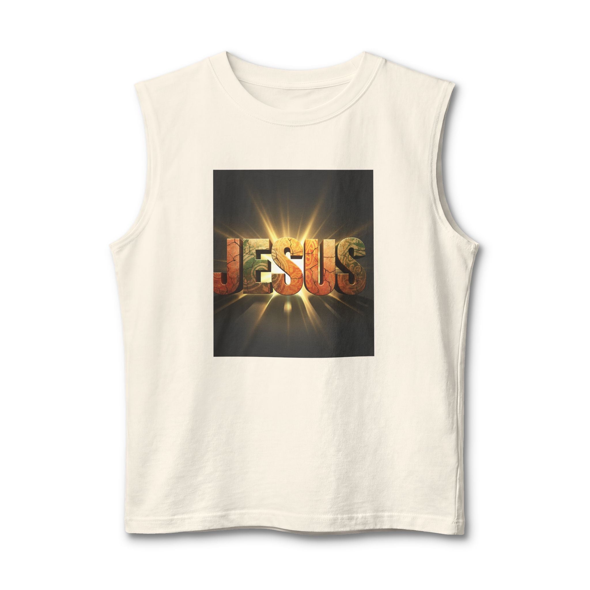 Jesus Radiant Crew Muscle Tank — Christian Faith Graphic Tank Top