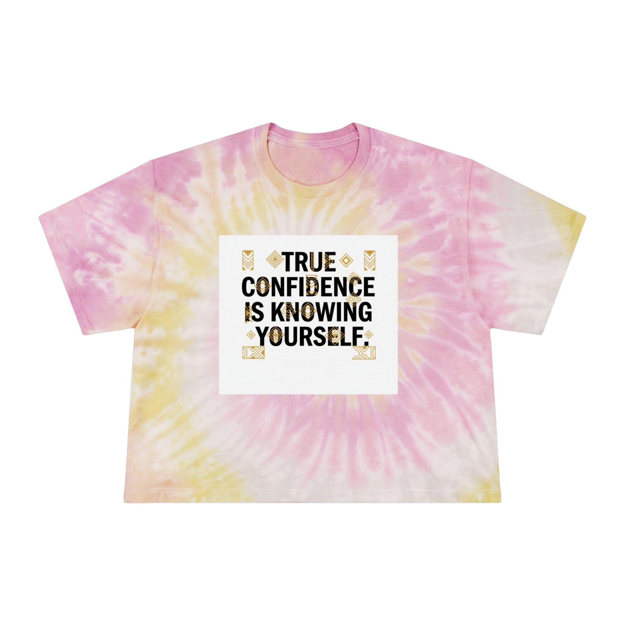 Tie-Dye Crop Tee — "True Confidence Is Knowing Yourself" Inspirational Graphic