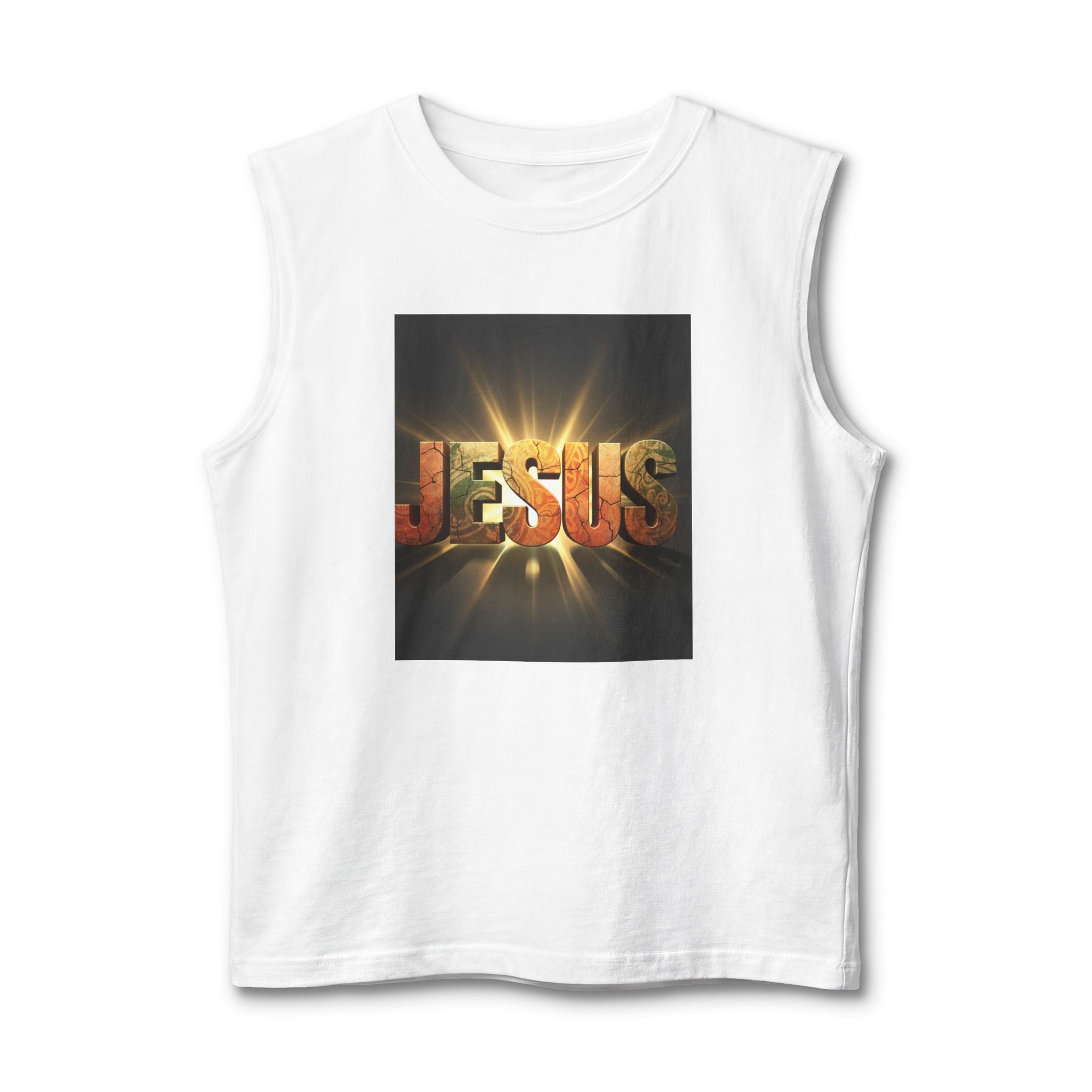 Jesus Radiant Crew Muscle Tank — Christian Faith Graphic Tank Top