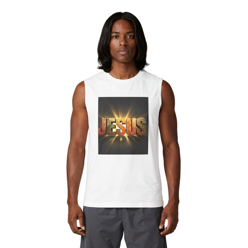 Jesus Radiant Crew Muscle Tank — Christian Faith Graphic Tank Top