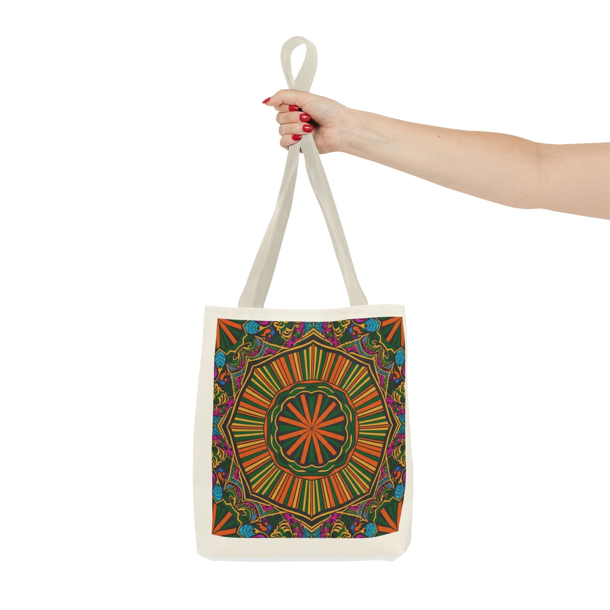 Boho Mandala Tote Bag – Colorful Floral AOP Canvas Tote
