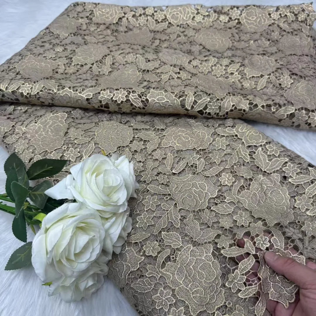 Hot Selling African Guipure Cord Lace High Density Printing Fabric 5Yard Classic Nigerian Style For Wedding Party Garment Making | Afrocentric