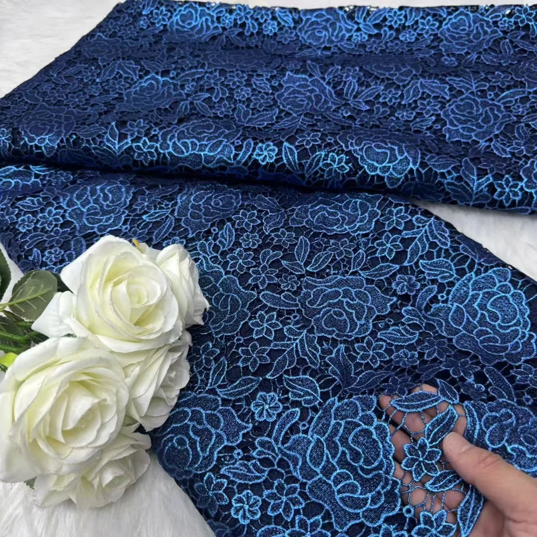 Hot Selling African Guipure Cord Lace High Density Printing Fabric 5Yard Classic Nigerian Style For Wedding Party Garment Making LY6637-3 5yard | Afrocentric