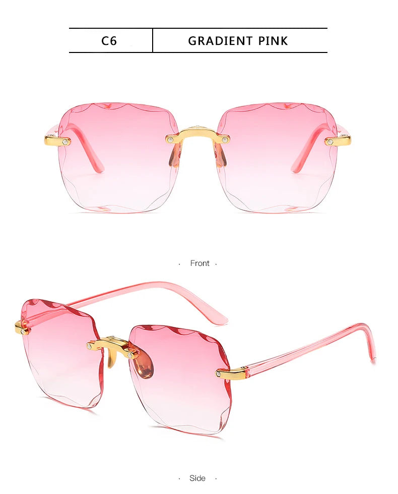 Square Rimless Sunglasses | 3-Pack UV400 Fashion Shades for Women & Men | Afrocentric