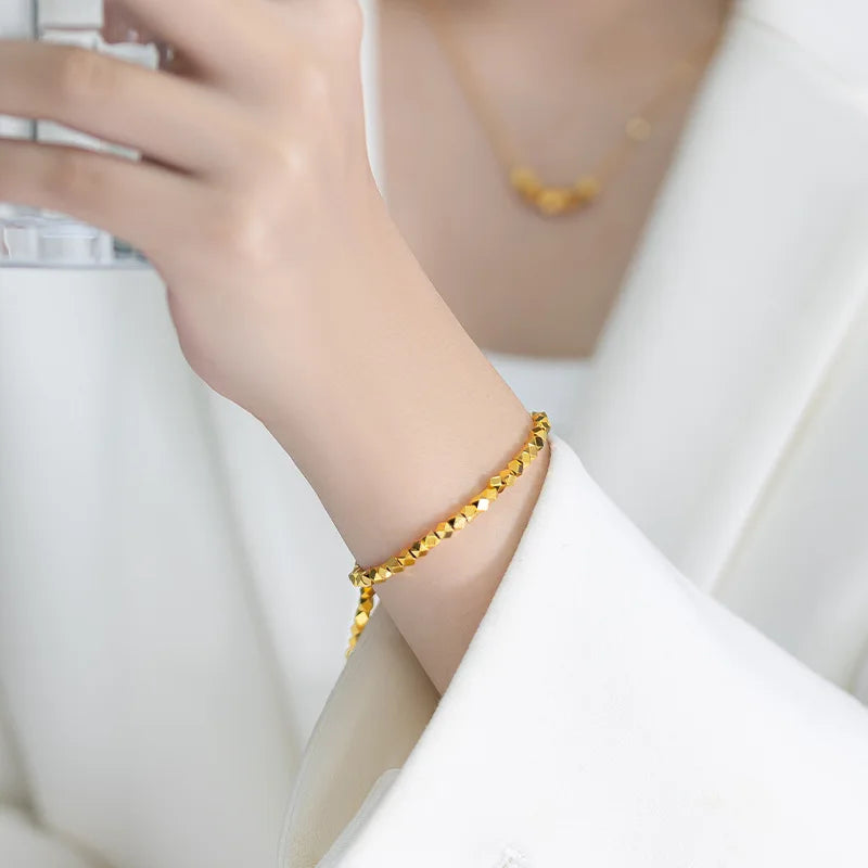 24K Gold Plated African Beaded Bamboo Bracelet | Afrocentric