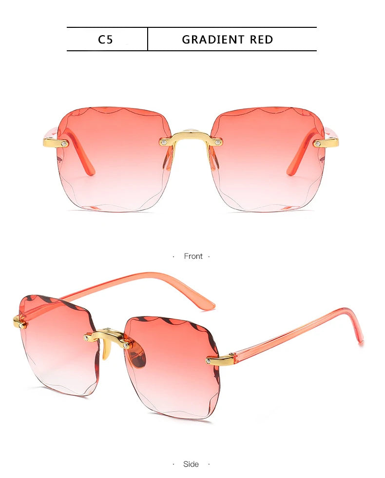 Square Rimless Sunglasses | 3-Pack UV400 Fashion Shades for Women & Men | Afrocentric