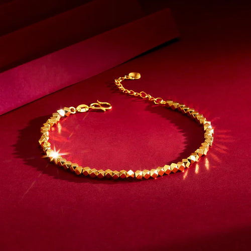 24K Gold Plated African Beaded Bamboo Bracelet | Afrocentric