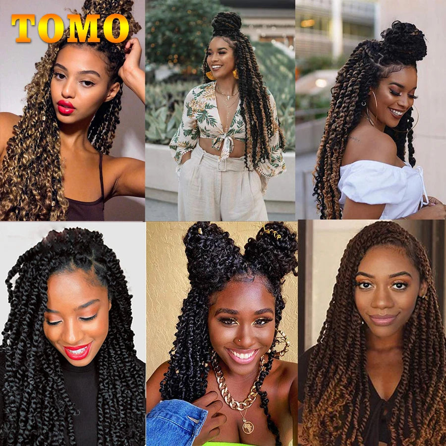 TOMO Pre-Twisted Passion Twist Hair | Pre-Looped Crochet Braids 12", 18" & 24" | Afrocentric