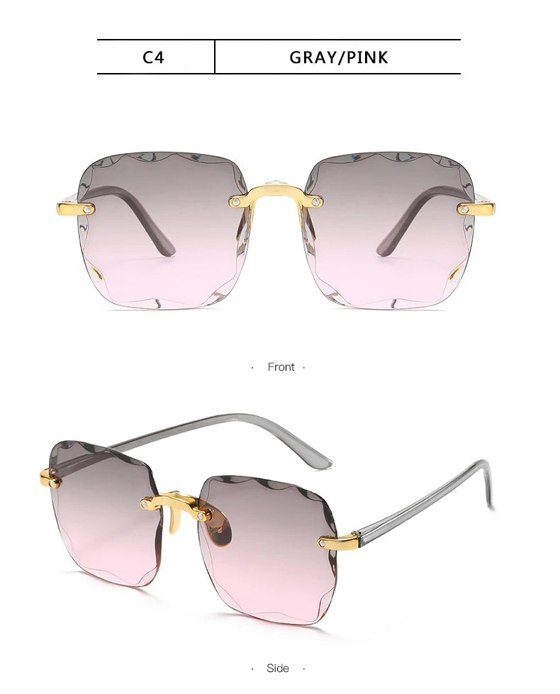 Square Rimless Sunglasses | 3-Pack UV400 Fashion Shades for Women & Men | Afrocentric