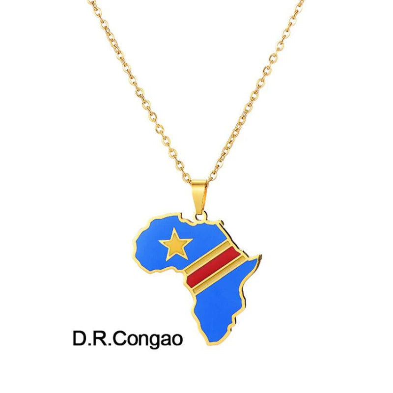 African Map Flag Necklace | Afrocentric