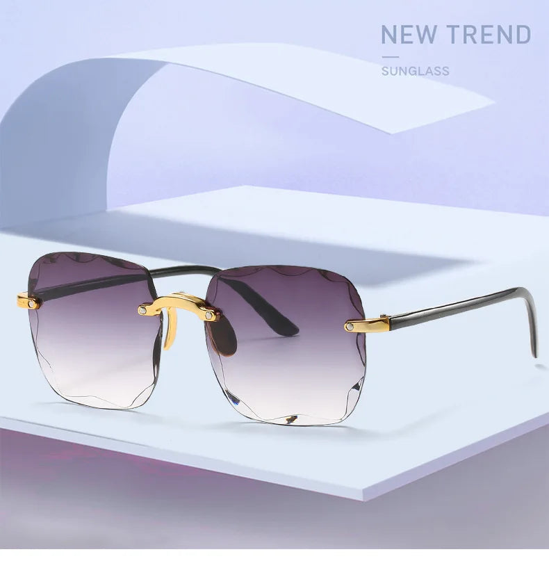 Square Rimless Sunglasses | 3-Pack UV400 Fashion Shades for Women & Men | Afrocentric