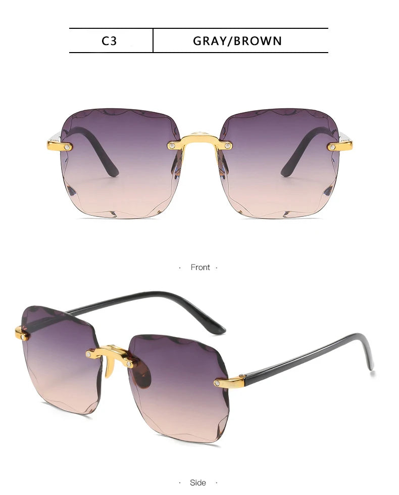Square Rimless Sunglasses | 3-Pack UV400 Fashion Shades for Women & Men | Afrocentric