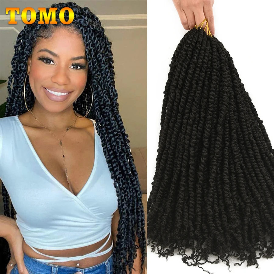 TOMO Pre-Twisted Passion Twist Hair | Pre-Looped Crochet Braids 12", 18" & 24" | Afrocentric