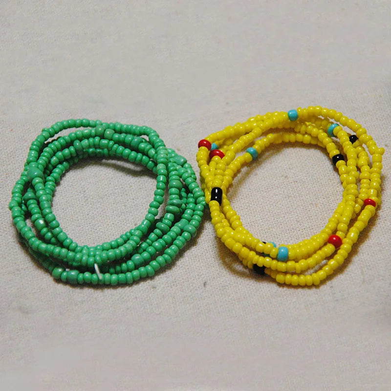 African Belly Bead Waist Chain Set B002-YGR | Afrocentric