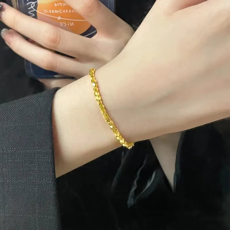 24K Gold Plated African Beaded Bamboo Bracelet | Afrocentric