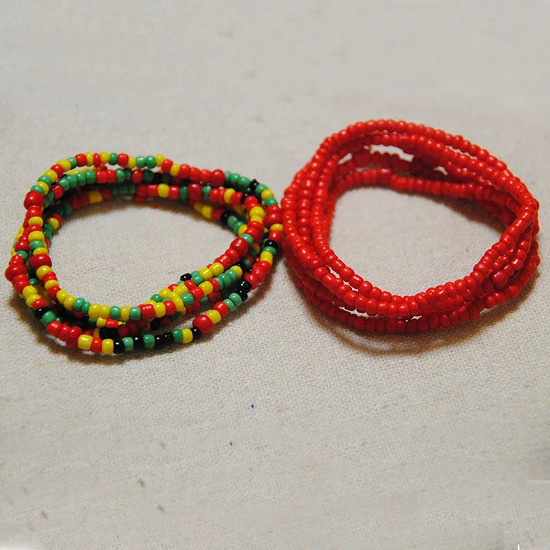 African Belly Bead Waist Chain Set B002-CLR | Afrocentric