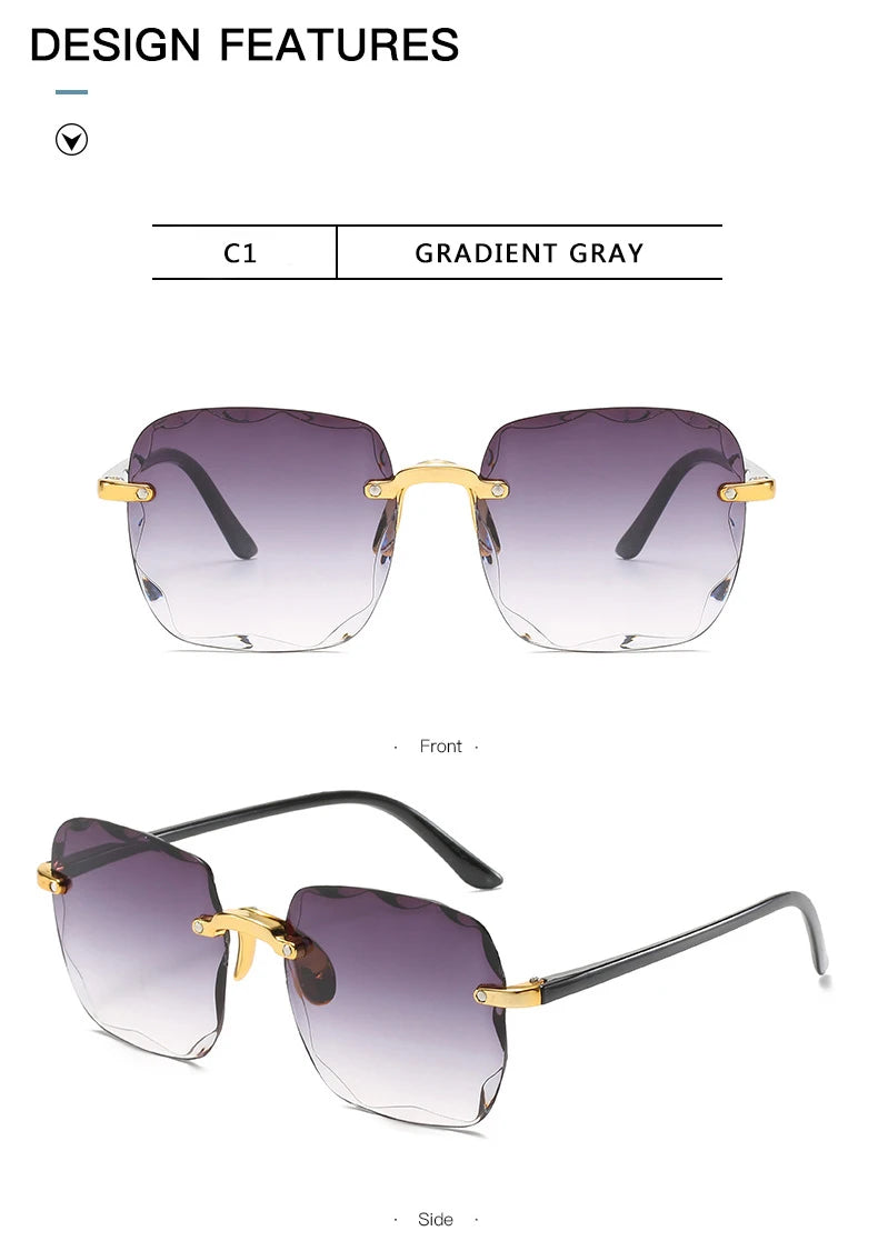 Square Rimless Sunglasses | 3-Pack UV400 Fashion Shades for Women & Men | Afrocentric