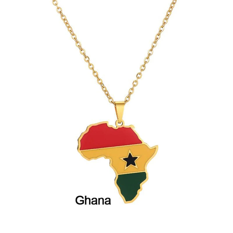 African Map Flag Necklace | Afrocentric