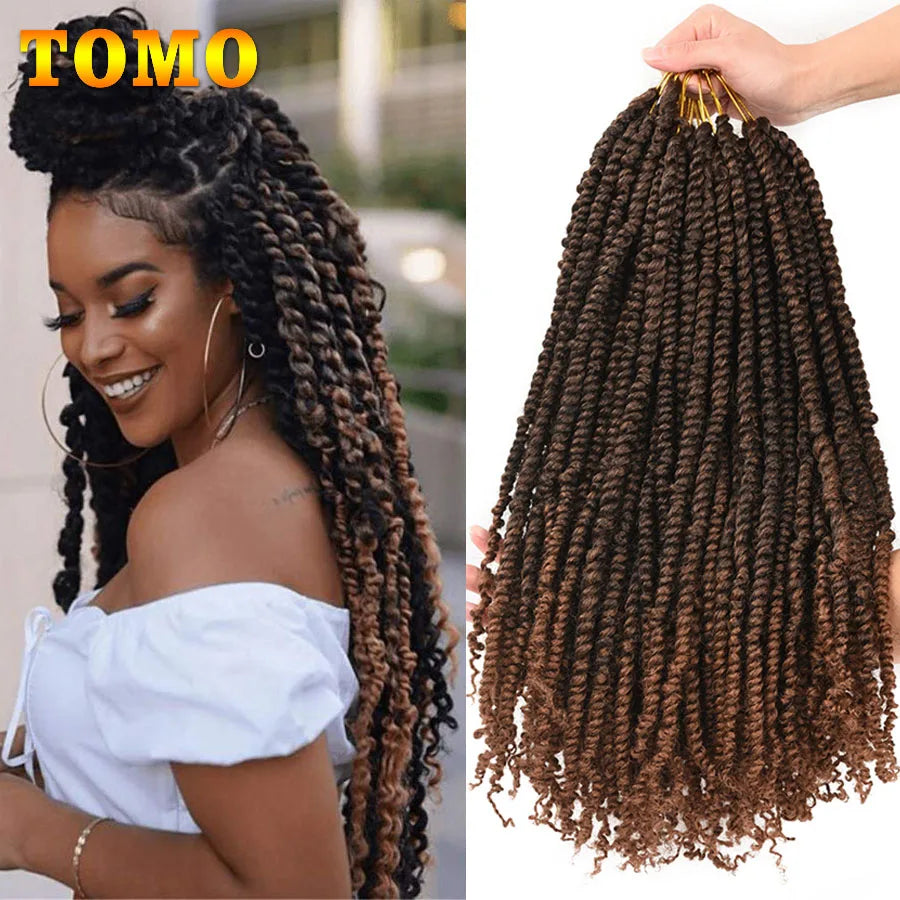 TOMO Pre-Twisted Passion Twist Hair | Pre-Looped Crochet Braids 12", 18" & 24" | Afrocentric