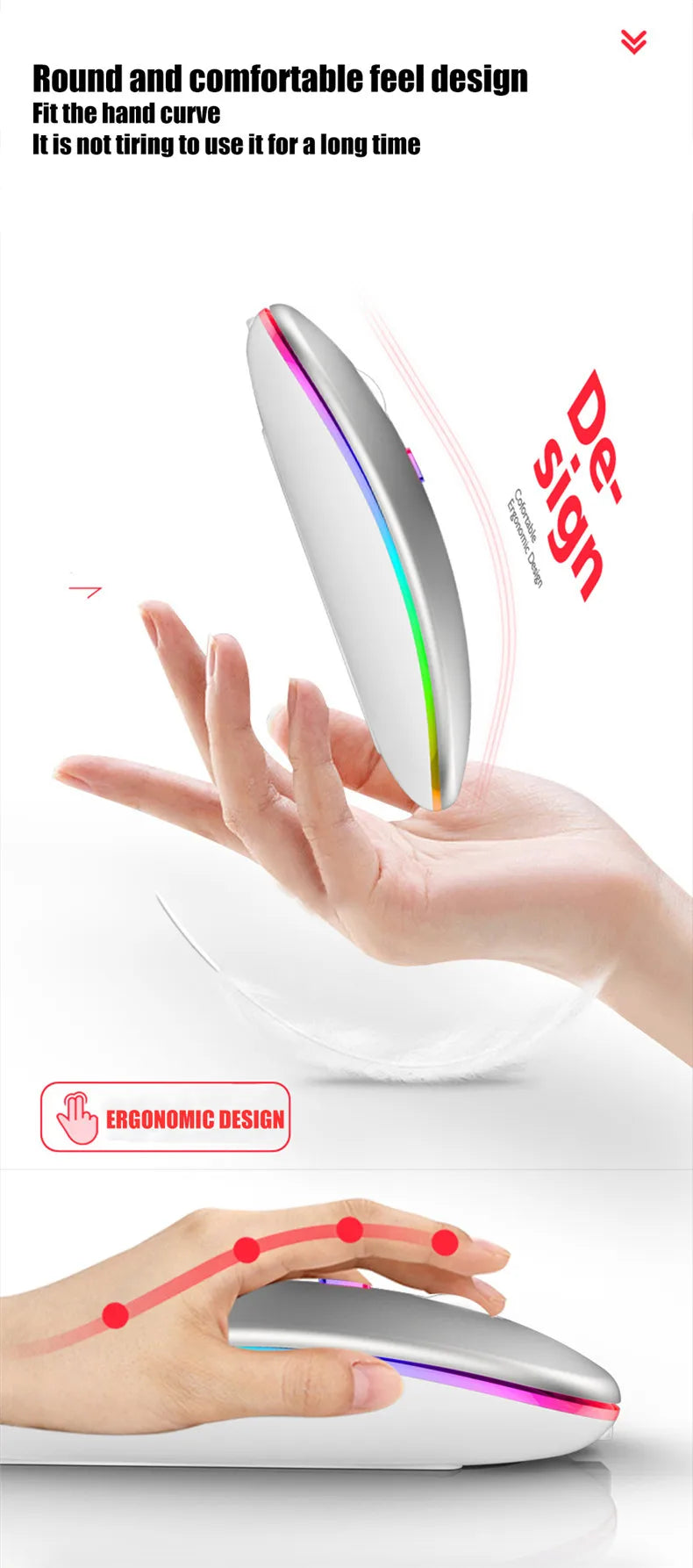 Wireless Rechargeable Silent Mouse | Bluetooth & 2.4GHz | 1600 DPI | Afrocentric