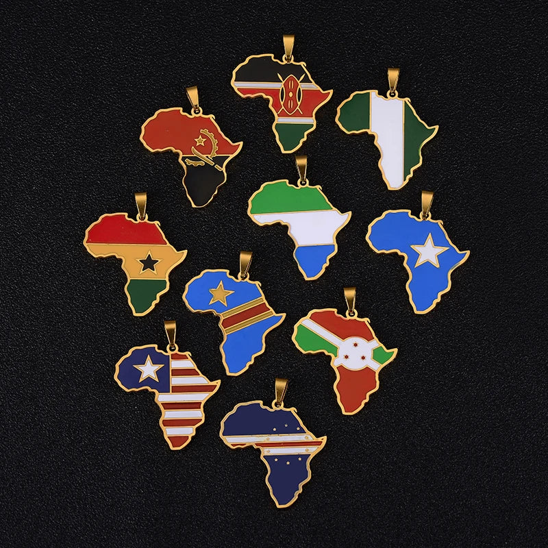 African Map Flag Necklace | Afrocentric