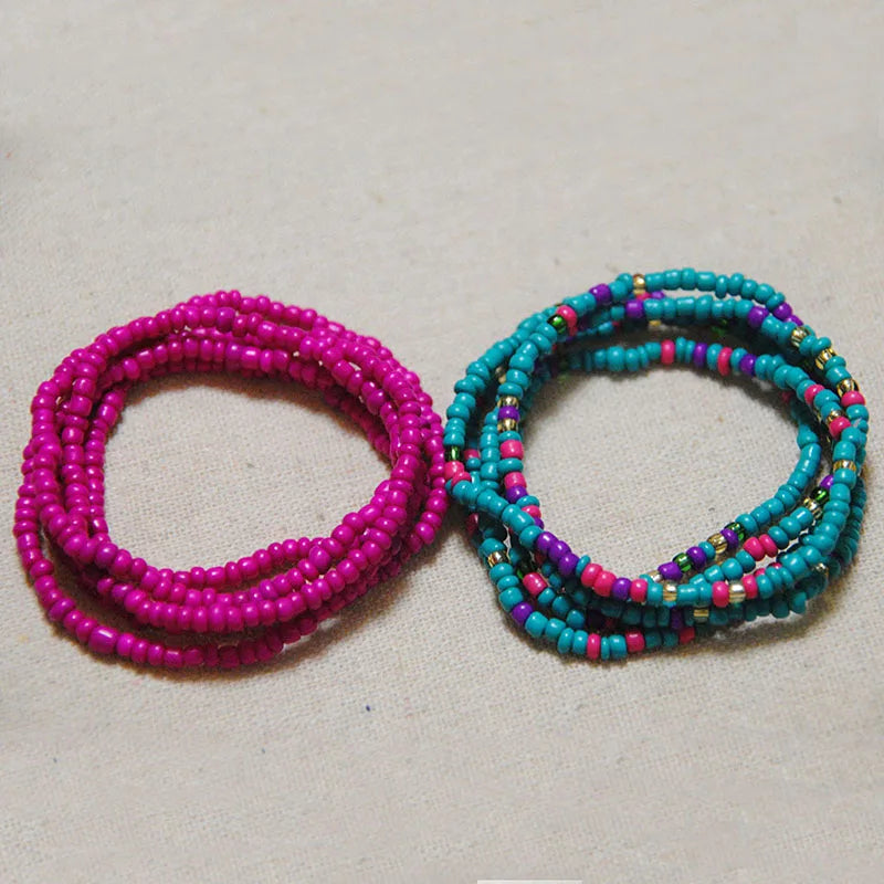 African Belly Bead Waist Chain Set B002-PBL | Afrocentric