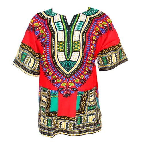 African Dashiki Print Dress Red China Mainland | Afrocentric