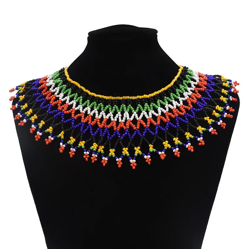 African Zulu Beaded Collar Necklace | Afrocentric