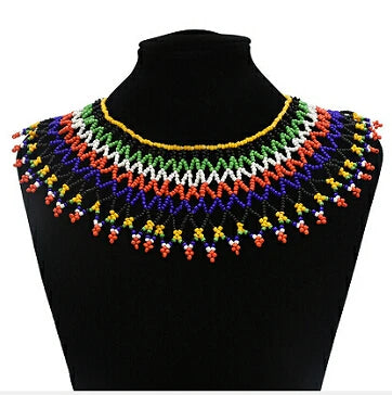 African Zulu Beaded Collar Necklace | Afrocentric
