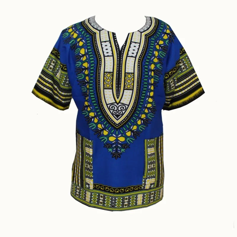 African Dashiki Print Dress gc Blue China Mainland | Afrocentric