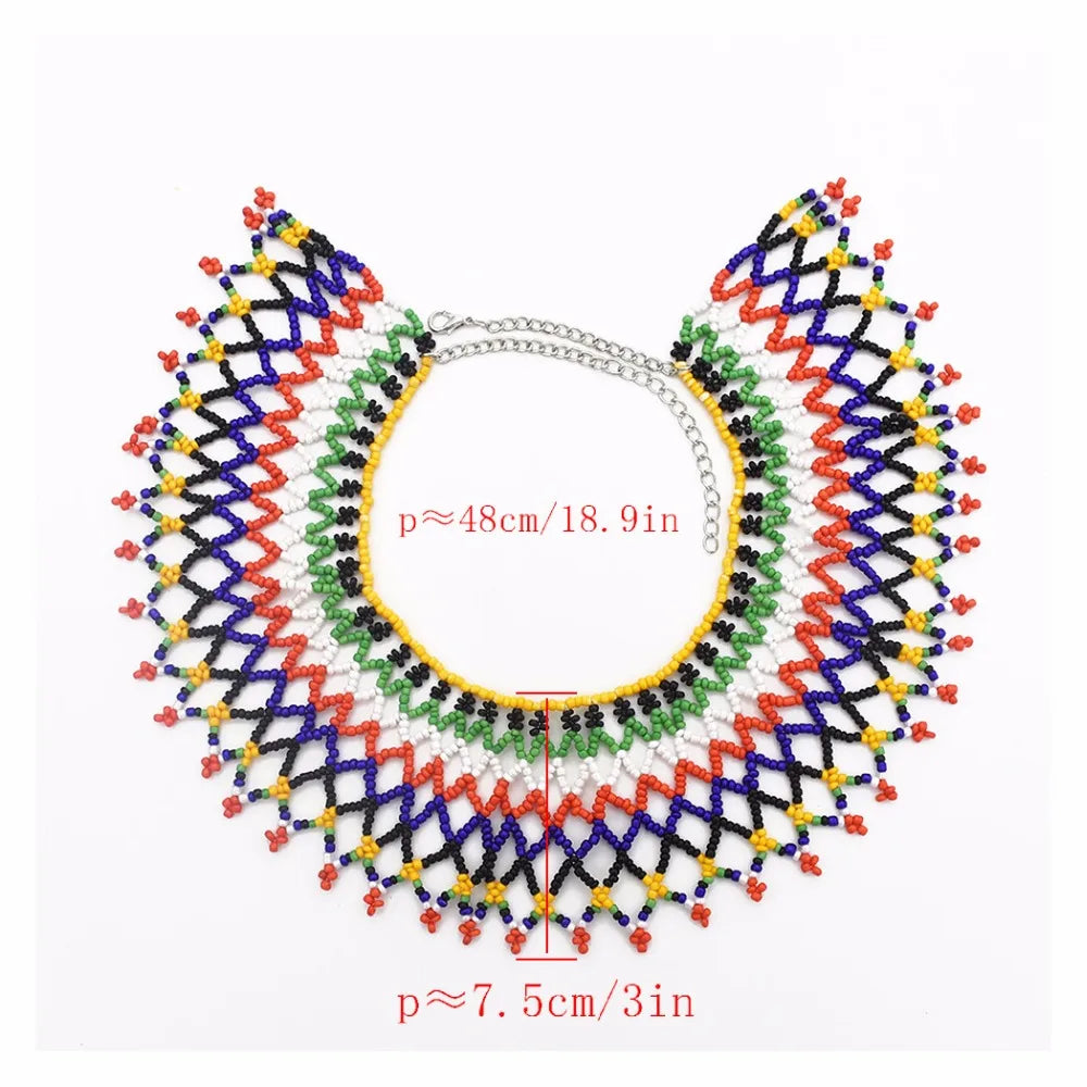 African Zulu Beaded Collar Necklace | Afrocentric