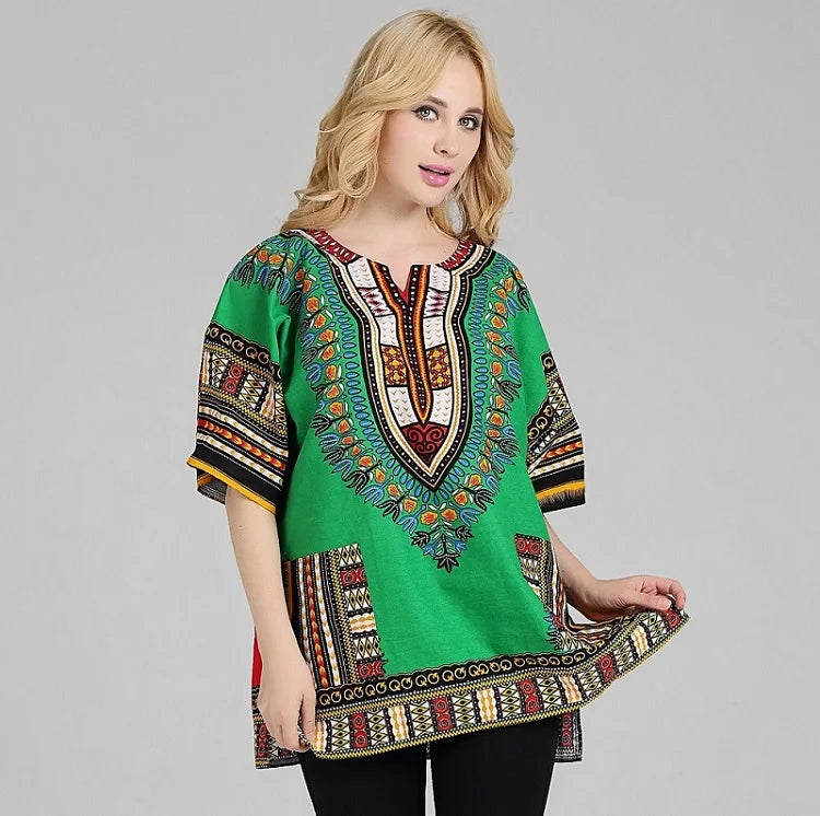 African Dashiki Print Dress GC GREEN China Mainland | Afrocentric