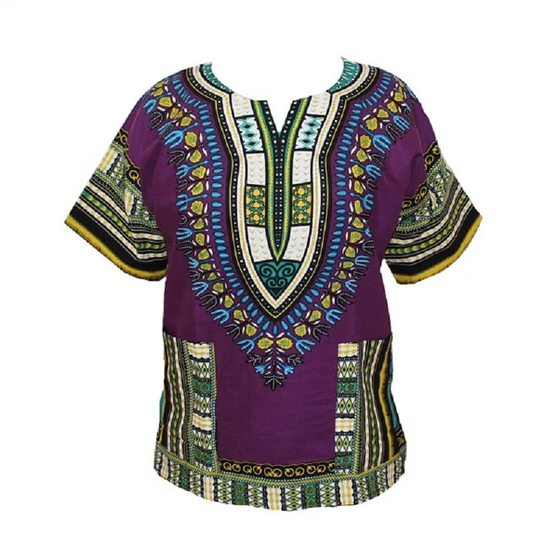 African Dashiki Print Dress gc Purple China Mainland | Afrocentric