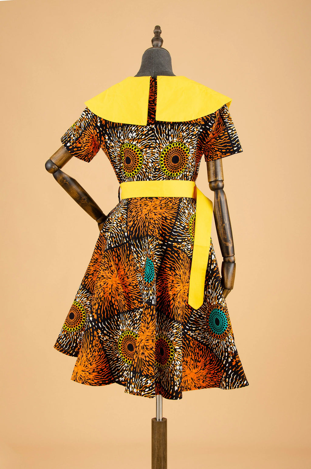 African Print Dresses for Women Short Sleeve Elegant Party Plus Size Pleated Dress with Belt Bazin Riche Ankara Print S2125034 | Afrocentric