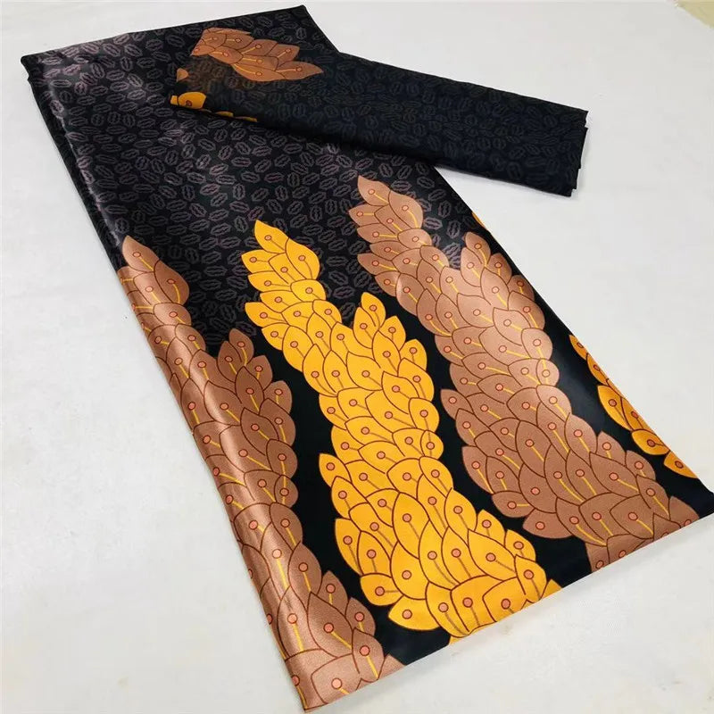 African Satin Silk Fabric High Quality Silk Fabric And Chiffon Tulle Blouse 4+2 Yards Nigerian Women Clothes Garment Cloth 17 6 yards | Afrocentric