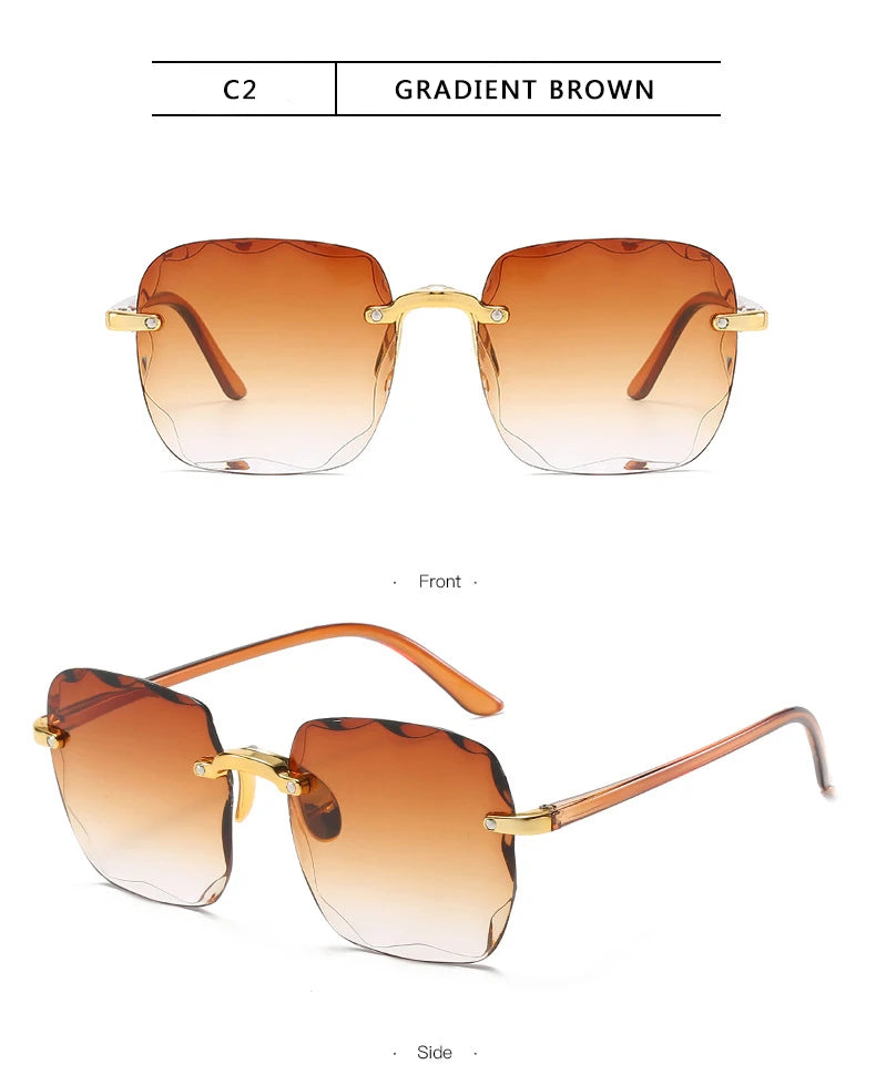 Square Rimless Sunglasses | 3-Pack UV400 Fashion Shades for Women & Men | Afrocentric
