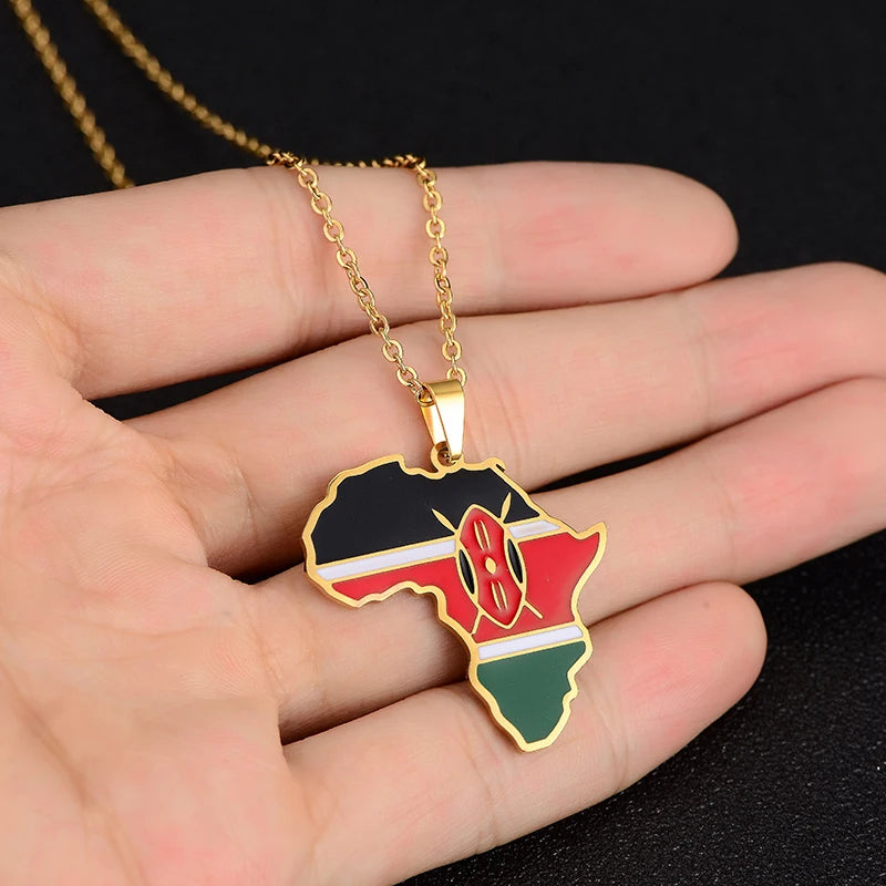 African Map Flag Necklace | Afrocentric