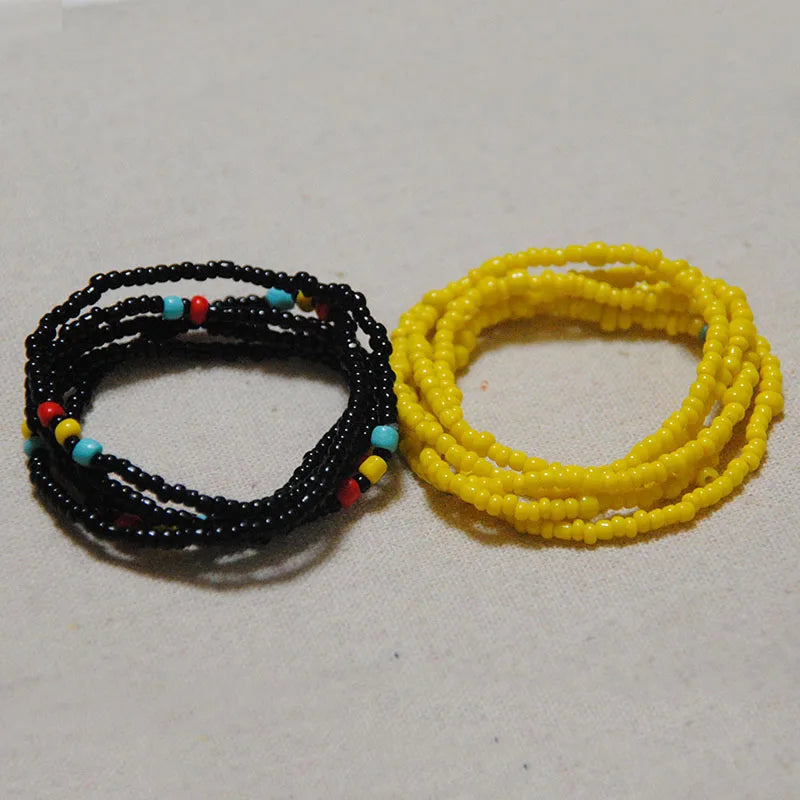 African Belly Bead Waist Chain Set B002-BKY | Afrocentric