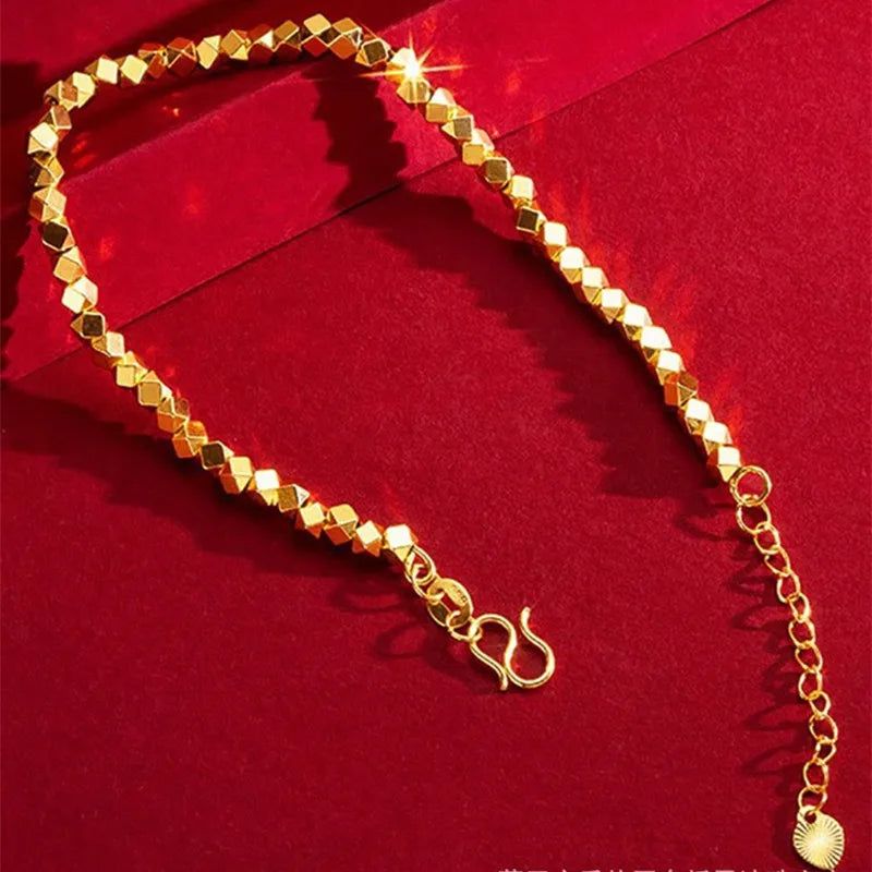 24K Gold Plated African Beaded Bamboo Bracelet | Afrocentric