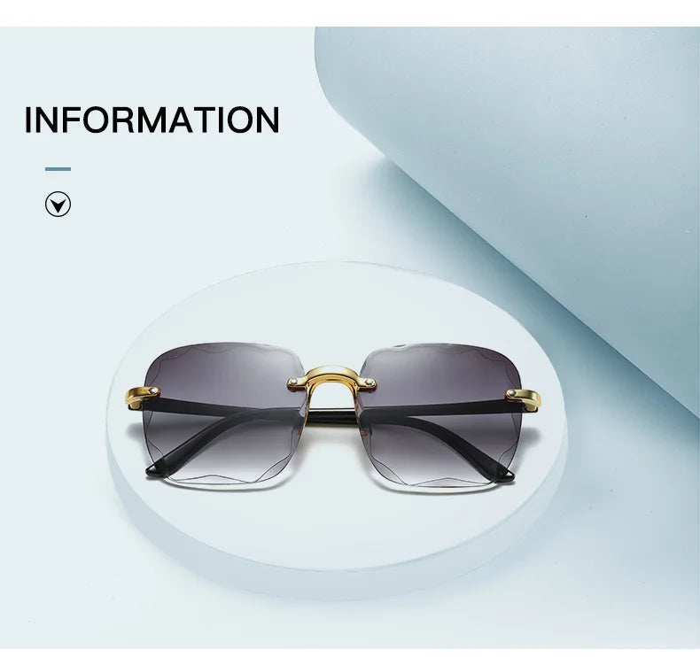Square Rimless Sunglasses | 3-Pack UV400 Fashion Shades for Women & Men | Afrocentric