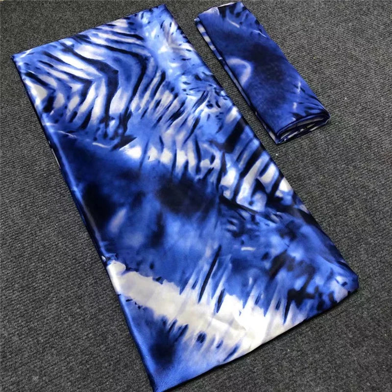 African Satin Silk Fabric High Quality Silk Fabric And Chiffon Tulle Blouse 4+2 Yards Nigerian Women Clothes Garment Cloth 6 6 yards | Afrocentric